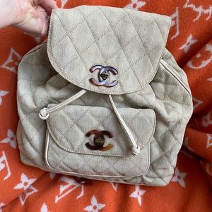 RARE LINEN BACKBACK CHANEL 90s